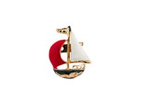 Knighthood Red Metal Sail Boat Lapel Pin Suit Collar Accessories Brooch for Men