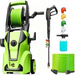 Electric Pressure Washer 5000 PSI High Power Washer with 33ft Hose Reel,4 Nozzles and Foam Cannon,Power Cleaners Machine for Home, Cars, Patio, Green