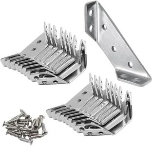 20 Pack Universal Stainless Steel Furniture Corner Connector, Stainless Steel Angle Corner Brackets for Shelf Cabinet Table Chair, Trapeziform Corner Brace Support Bracket Fastener