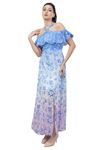 SHRUTHI Ombre Love Gown Smmok Off Shoulder Western Beach wear FIt & Flared Gown (X-Large) Multicolour