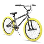 JOYSTAR 24 Inch Kids Bike Freestyle BMX Bikes for 7 8 9 10 11 12 Years Old Boys Girls and Beginner Riders, 24" Kids' Bicycles, Yellow Tires