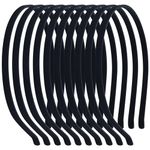 10 Pack 7MM Plain Black Satin Cloth Fabric Covered Thin Slim Metal Headband Wire Hairband Elastic Skinny Velvet Hair Hoop Holder Clasp Tiara Crown Base for Women Men Headpiece Crafting DIY Accessories