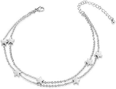 VU100 Estrella Tobilleras para Mujer ajustable Regalo Pulsera de Tobillo Plata