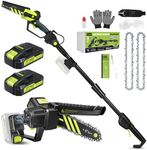 Saker Cordless Pole Saw and Mini Chainsaw, 2-in-1 Pole 6 Inch Chainsaw, Brushless Electric Pole Saw Long Reach Battery Powered, 78.74 Inch Max Reach Tree Trimmer with 2 Batteries