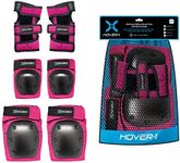 Hover-1 Nylon Protective Elbow Pads | Knee Pads & Wrist Guards, For Ages Above 8, Hard PP Shells for Impact Resistance & EVA Foam Protective Padding for Maximum Comfort, Velcro Straps, Large, Pink