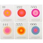 Neekep Angel Number Poster Set of 6, Aesthetic Minimalist Aura Poster with Inspirational Quotes, Aesthetic Posters with Gradient Color for Bedroom Living Room, Study Room, Office, 8 x 10 in