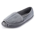 Git-up Women Diabetic Slippers/W Arthritis Edema Adjustable Closure Memory Foam House Shoes Open Toe Extra WideGRAY9 Grey