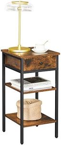 Vasagle Nightstand, End Table, Tall Bedside Table with a Drawer and 2 Storage Shelves, Space Saving, Industrial Accent Table, Rustic Brown and Black