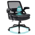 BERYTH Big and Tall Office Chair, 500lbs Mesh Heavy Duty Ergonomic Desk Chair with Flip-up Armrests, Plus Size Wide Seat in PU Leather, 360 Swivel Computer Executive Task Chair for Home Office (Black)