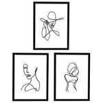 ArtbyHannah 11x14 Inch Black Framed Minimalist Wall Art Prints Decor with Abstract Woman's Body Shape Line Posters for Gallery Wall or Bedroom Decoration, 3Pack