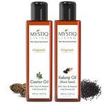 Mystiq Living Combo of Onion Black Seed Oil (Kalonji Oil) & Castor Oil for Hair Growth & Skin Care Cold Pressed, Pure & Natural - 400 ML (Pack of 2)