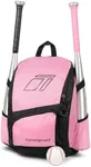 Tonesport Youth Baseball Bag - Backpack for Baseball, Softball, Tball - Bat Bag for Youth - Radiant Pink