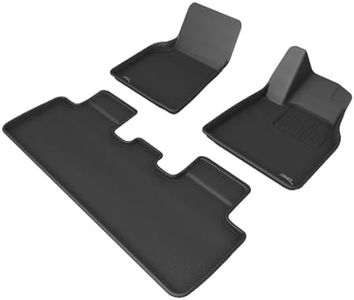 3D MAXpider All-Weather Floor Mats for Tesla Model Y 2021-2024+ Custom Fit Car Floor Liners, Kagu Series (1st & 2nd Row), Black