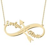 UMAGICBOX Personalised Infinity Arrow Necklace with Two Names Express Everlasting Love Gift Ideas for Women Mother Daughter Couples Lovers Sister Friendship