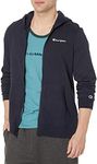 Champion Men's Middleweight Jersey Full Zip Hoodie, Left Chest Script, Navy-586dva, Large