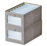 House of Quirk Durable and Versatile Closet Drawer Organizers and Storage Baskets, Rectangle Storage Boxes, Fabric Storage Containers For Pants, Shirt, Sweaters, Bra Panty, Socks (Grey,Pack of 2)