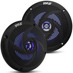 Pyle Marine Speakers - 5.25 Inch 2 Way Waterproof and Weather Resistant Outdoor Audio Stereo Sound System with LED Lights, 180 Watt Power and Low Profile Slim Style - 1 Pair (Black)