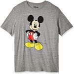 Disney Mickey Mouse Men's Classic Mickey Mouse Full Size Graphic Short Sleeve T-Shirt, Charcoal Snow Heather, X-Large