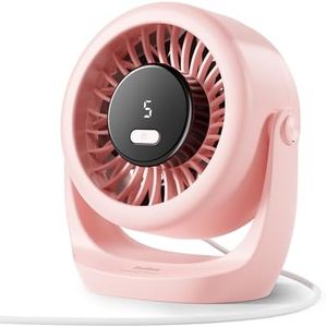 Diveblues USB Desk Turbo Fan, Ultra-Quiet Mini Desk Fan, Powerful Wind, LED Display, 5 Speed, 360° Rotating Small Portable Fan for Home, Office and Outdoor Cool Tech Gadgets - TurboBreeze