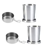 Tinkber 2 Pcs Stainless Steel Collapsible Folding Cup, Folding Travel Mug, Portable Travel Mug, Reusable Camping Cup, Stainless Steel Travel Folding Cup, for Travelling, Picnic, Hiking Outdoor