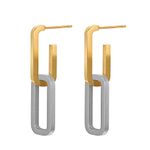 Fluidable Max Link Earrings, 18K Gold Plated Rectangle Hoops Link Dangle Drop Earrings For Women, Two Tone Detachable Square Hoops Charm Dangling Earrings, Gift For Anniversary