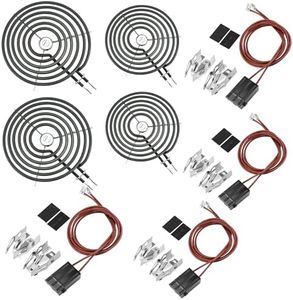 WB17T10006 Terminal Block Kit&Electric Stove Burner Element Replacement 2*WB30M1(6") 2*WB30M2(8")-4Packs Set Compatible for GE HotPoint Kenmore Range/Stove by MIFLUS