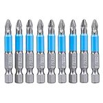 Yakamoz 10pcs Magnetic Anti Slip Phillips Screwdriver Bit Set, 1/4 Hex Shank Screw Head Drill Screwdriver Bits for Power Screwdriver Drill Impact Driver Tool Accessory (PH2, 50mm)