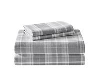 Laura Ashley Home - Flannel Collection - Sheet Set - 100% Cotton, Ultra-Soft Brushed Flannel, Pre-Shrunk & Anti-Pill, Machine Washable Easy Care, Full, Mulholland Plaid Grey