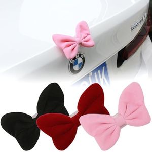 YGMONER Bowknot Car Bumper 3D Badge Stickers, Bow Emblem Clips Pack 3 Colors, Black Pink Red Car Decor Accessories Cute Gifts for Women