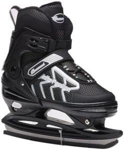 Ice Skates，Boys Hockey Skates,Skates with Adjustable 4 Sizes for Boys Girls Youth Men Women and Beginners (Black Silver, XL (8-10) Women's/(7-9) Men's)