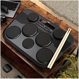 Gear4music DD80 Portable Electronic Drum Kit – 7 Pads, Pedals