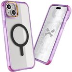 Ghostek Covert Magnetic iPhone 15 Plus Case Clear - Compatible with MagSafe Accessories, Shockproof Drop Protection, Transparent Phone Cover (6.7 Inch, Purple)