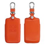 kwmobile Key Cover Compatible with Renault 4 Button Car Key Smart Key (only Keyless Go) - Real Leather Car Key Fob Protector - Orange