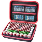 Battery Organizer Storage Case, Batteries Holder Container Carrying Hard Bag Box with Battery Tester Holds 162+ Battery Variety Pack AA AAA AAAA C D 9V 3V Lithium (Box Only) - Red Zipper