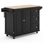 Liberty Black Kitchen Cart with Wood Top by Home Styles