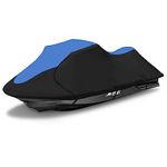 Zenicham 600D Jet Ski Cover - Trailerable Seadoo Cover, Waterproof Jetski Cover, PWC Cover Fits Seadoo, Yamaha, Jet Ski Watercraft Cover Fits from 96"-102" (1 seat), Blue & Black