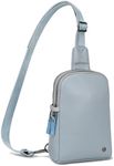 INICAT Sling Bag for Women Small Crossbody Bags Leather Fanny Pack for Travel Essentials(Large Version-light Blue)