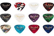 Fender 351 Celluloid Guitar Picks, Heavy, 12 Pack, Assorted Colours, Classic 351 Shape, Made in USA