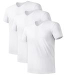 DAVID ARCHY Men's Undershirt Micro Modal Moisture-Wicking White T-Shirts Stretch V-Neck Tees for Men, 3 Pack (M, White)