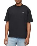 Calvin Klein Men's Relaxed Fit Monogram Logo Crewneck T-Shirt, Black Beauty, Medium