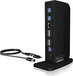 ICY BOX USB 3.0 and USB-C Dual 4K Display Docking Station with DisplayPort and HDMI for Windows (Dual 4K DisplayPort & HDMI, Gigabit Ethernet, Audio, 6 USB Ports) Vertical
