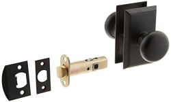 Providence Door Set With Round Brass Knobs Passage In Flat Black. Doorsets.