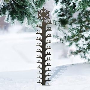 24 Inch Iron Art Snow Gauge - Christmas Holiday Snowflake Snowfall Measuring Gauge, Handmade Metal Snow Measuring Stick Garden Stakes for Yard, Christmas Rain Gauge Outdoor Decoration Gift (Snowflake)