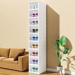 MosQuick® Elegant Foldable Shoe Cabinet Organizer Tall Plastic Shoe Rack Shelf Clear Cabinet for Storage, Shoe Organiser with Door and Wheels shoes rack for home Collapsible Storage Bins(9-tier)