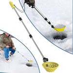 Huntury Retractable Ice Fishing Scoop Skimmer, Ice Scooper, Long Length, and Larger Spoon, Now More Bending Over to Scoop Out Ice While Ice Fishing, Ice Fishing Gear