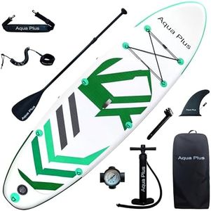 Aqua Plus 6inches Thick Inflatable SUP for All Skill Levels Stand Up Paddle Board,Paddle,Pump,ISUP Travel Backpack, Leash,Shoulder Strap,Youth,Adult Inflatable Paddle Board