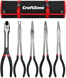 5-Piece Long Needle Nose Pliers Set, 90-Degree Long-Reach Hose Clamp Pliers for Automotive Repair and Mechanical Maintenance, High Hardness Carbon Steel, Durable Precision Hand Tools