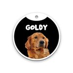 Pawsindia Personalized Aluminium Dog Name Tag, Customized Pet Id Tag For Dogs With Double Side Waterproof Print, Golden Retriever-Black, 4 Cm X 4 Cm