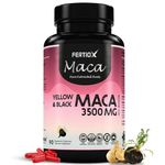 Fertiox Maca Capsules for Men and Women - Maca Root, Pure Extracted Black and Yellow Maca , 90 Veggie Capsules, 3500 mg Per Capsule, 90 Day Supply , Provides Antioxidants and Health Support ,Made In Canada