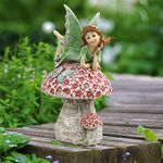 Suyorpe Garden Fairy Decor For Outside, Fairy Garden,Flower Fairy Outdoor Statue,Solar Powered Resin Ornaments,Patio Lawn Yard Porch, Funny Garden Fairy Figurines For Home Garden Gifts,8.66inches Tall